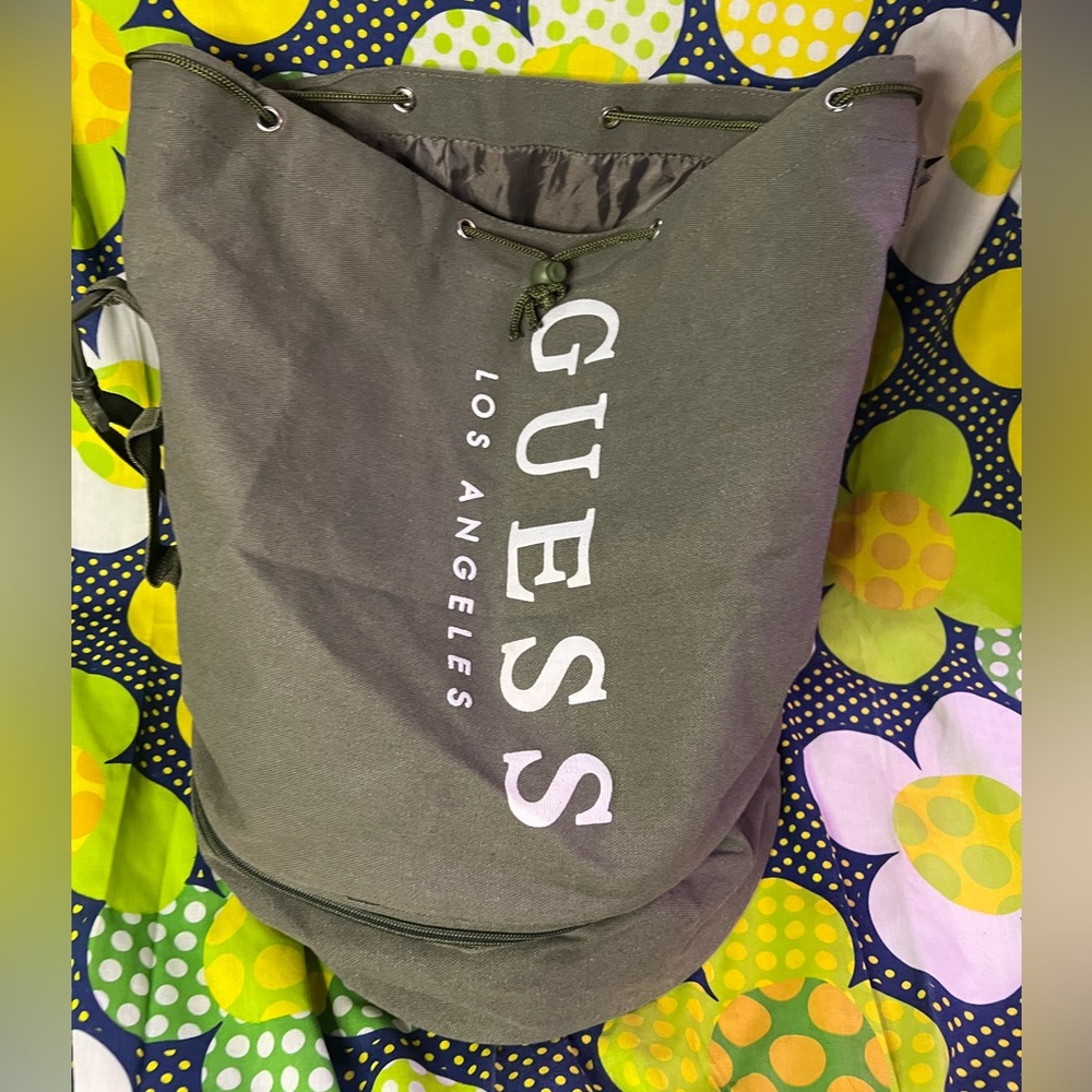 Guess military green shoulder sling duffel bag
